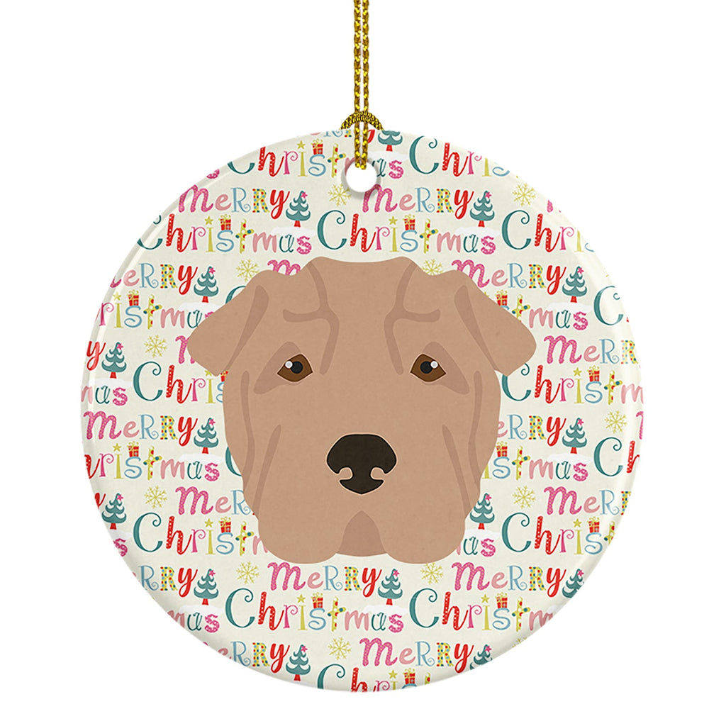 Shar Pei Merry Christmas Ceramic Ornament