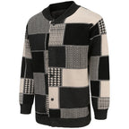 Men's Thick Knit Long Cardigan with Stand Collar