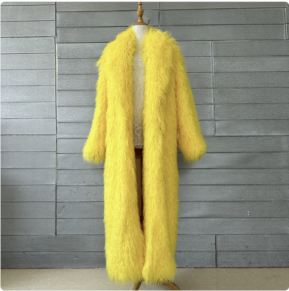 Women's Winter Leather Fur Coat