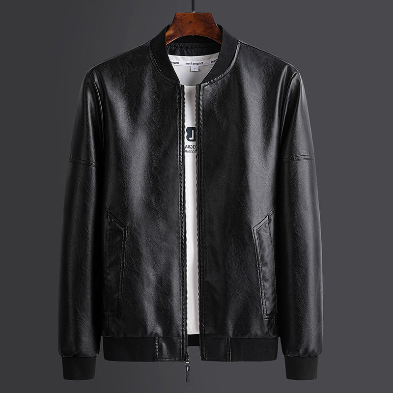 Men's Colorblock PU Leather Motorcycle Jacket