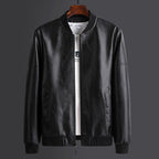 Men's Colorblock PU Leather Motorcycle Jacket