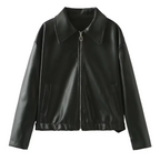 Women's Solid Color Lapel Zipper Jacket