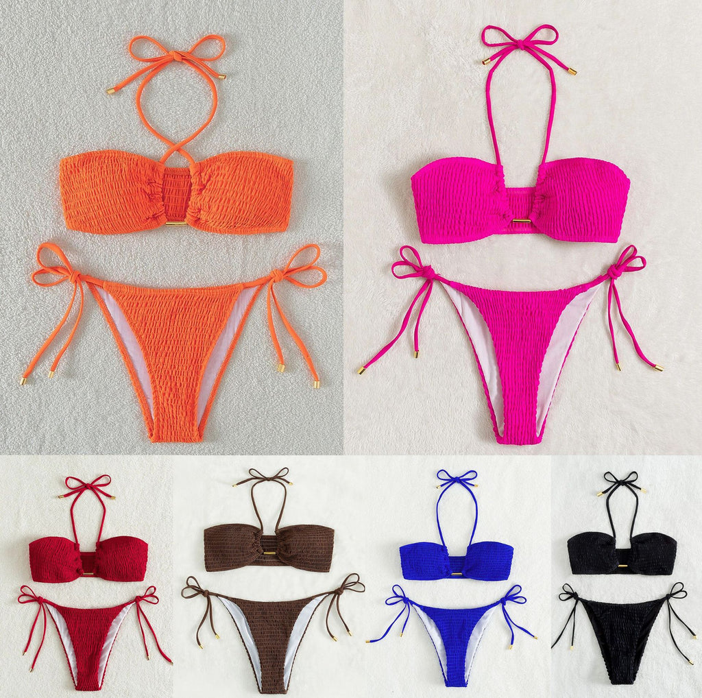 Fashionable Solid Color Women's Bikini Swimwear Set