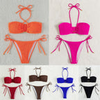 Fashionable Solid Color Women's Bikini Swimwear Set