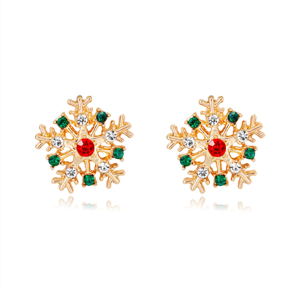 Christmas Snowflake Earrings with Rhinestones
