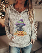 Retro Animal Nature Abstract Print Brown Hoodie | Streetwear