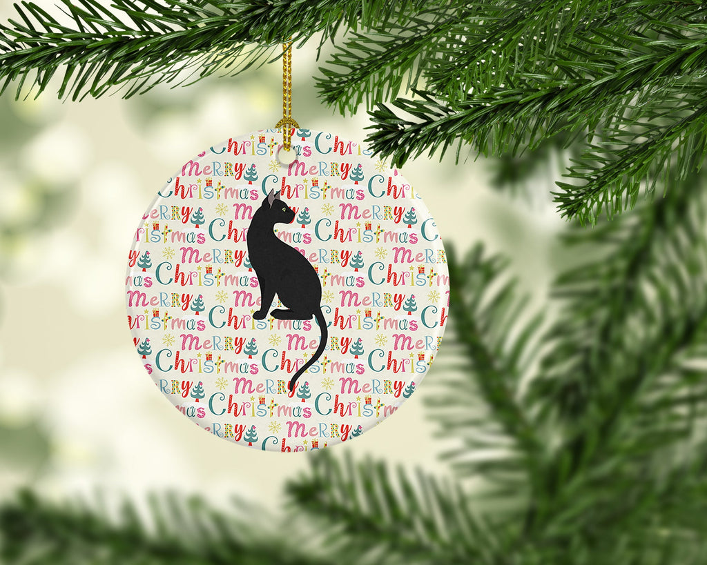 Pantherette Cat Christmas Ceramic Ornament