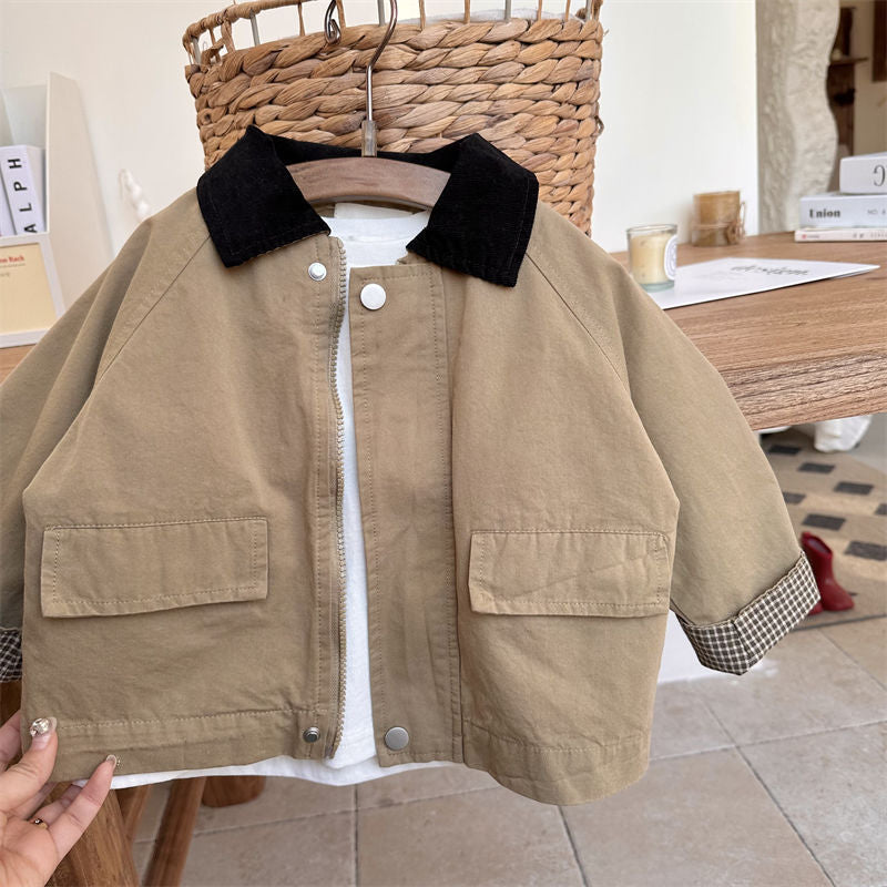 Contrast Color Windbreaker Baby Jacket with Light Board