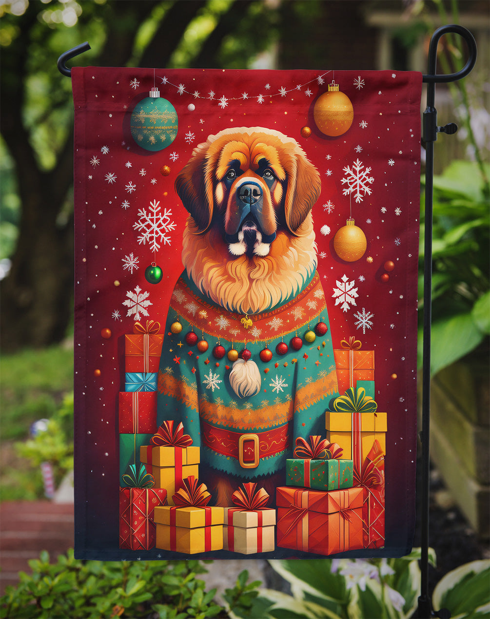 Tibetan Mastiff Holiday Christmas Garden Flag