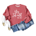 Retro Women's Cotton Crew Neck Letter Print Sweatshirt | Streetwear