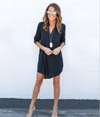 New Autumn Long Sleeve V-Neck Chiffon Dress