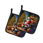 Welsh Springer Spaniel and Santa Claus Pair of Pot Holders
