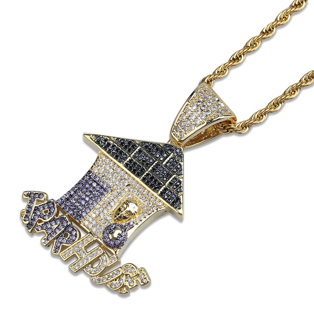 Cute Cartoon Christmas House Pendant Necklace