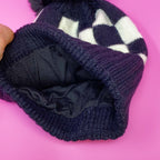 Fashion Week Checkered Pom Beanie | Embroidered Cap