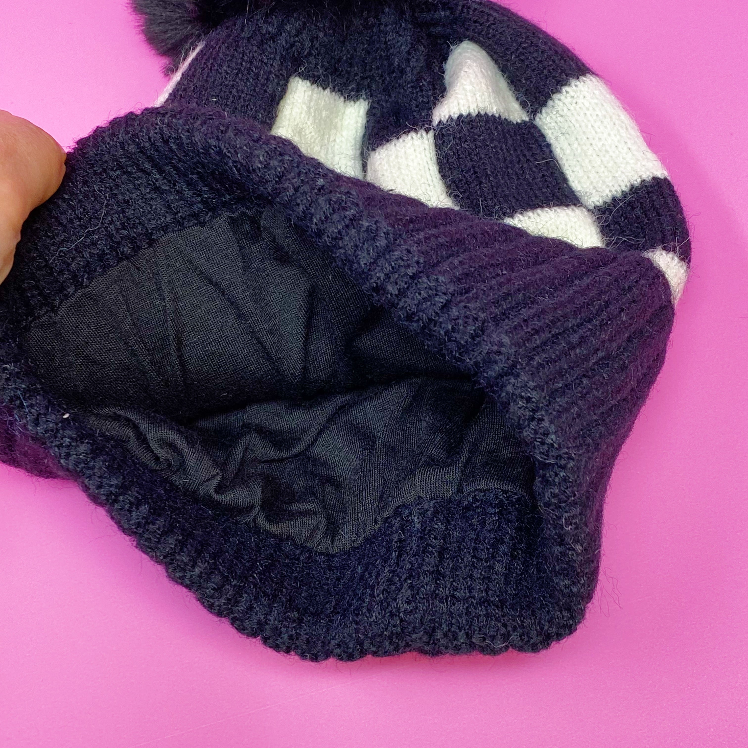 Fashion Week Checkered Pom Beanie | Embroidered Cap