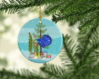 Super Delta Tail Betta Merry Christmas Ceramic Ornament