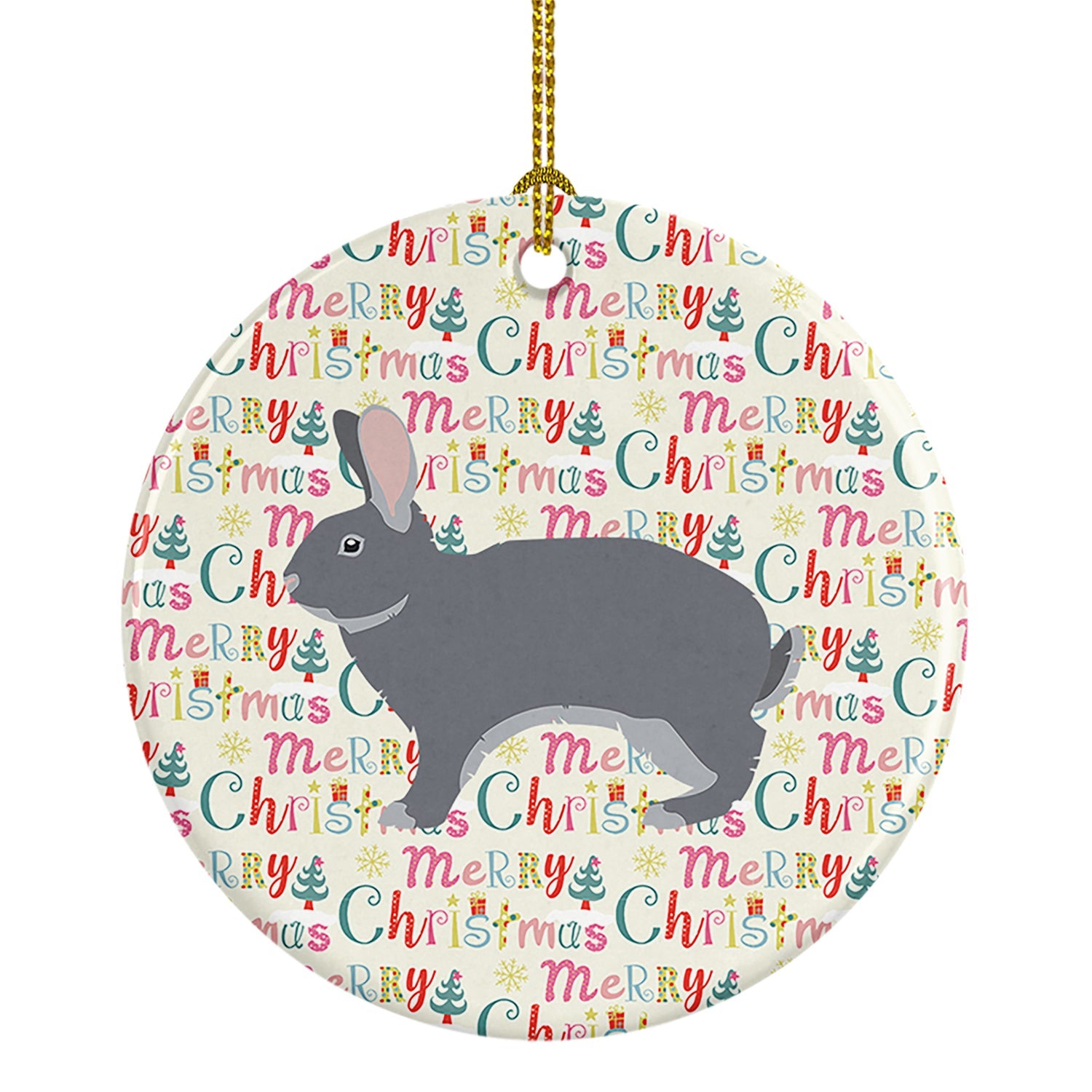 Giant Chinchilla Rabbit Christmas Ceramic Ornament