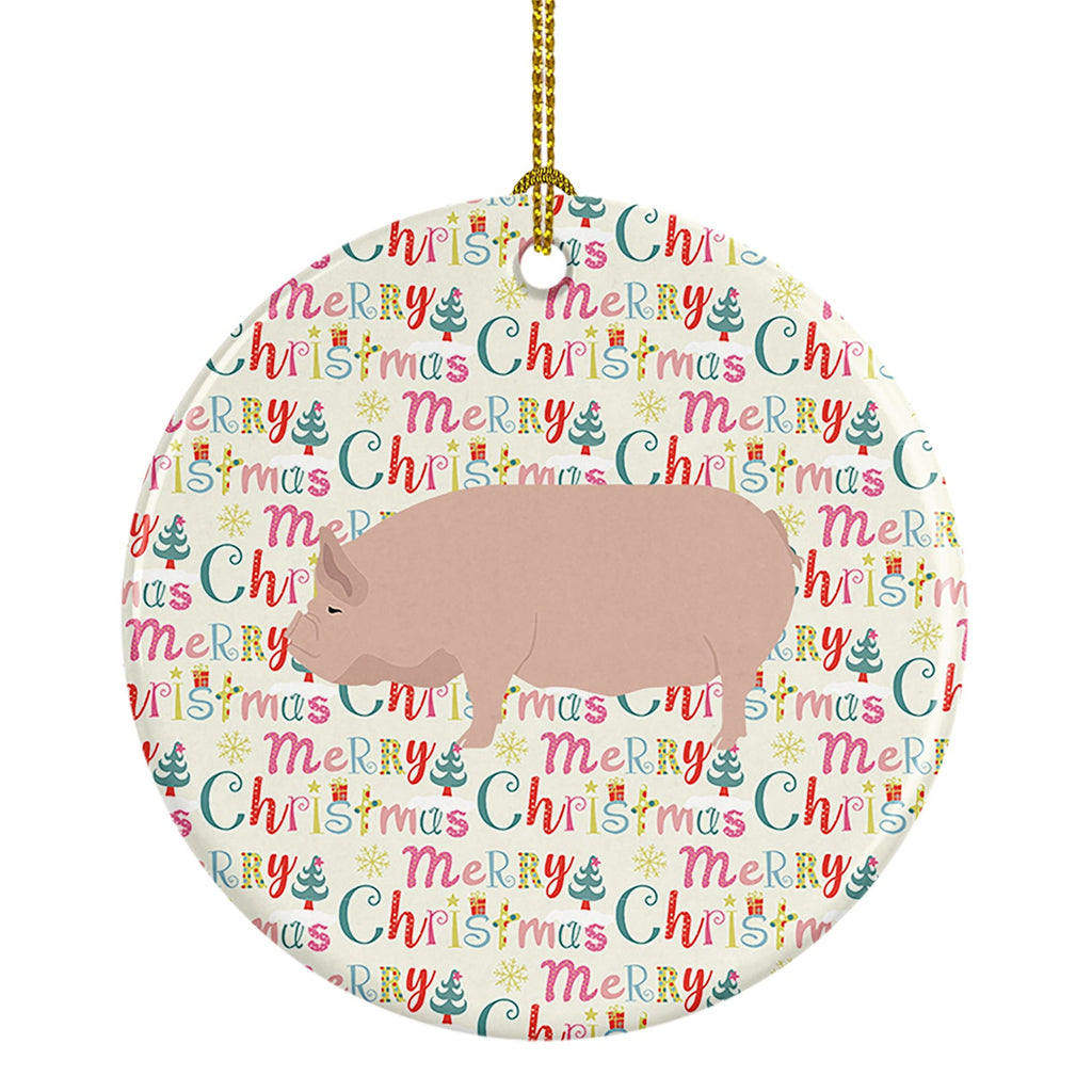 Welsh Pig Christmas Ceramic Ornament
