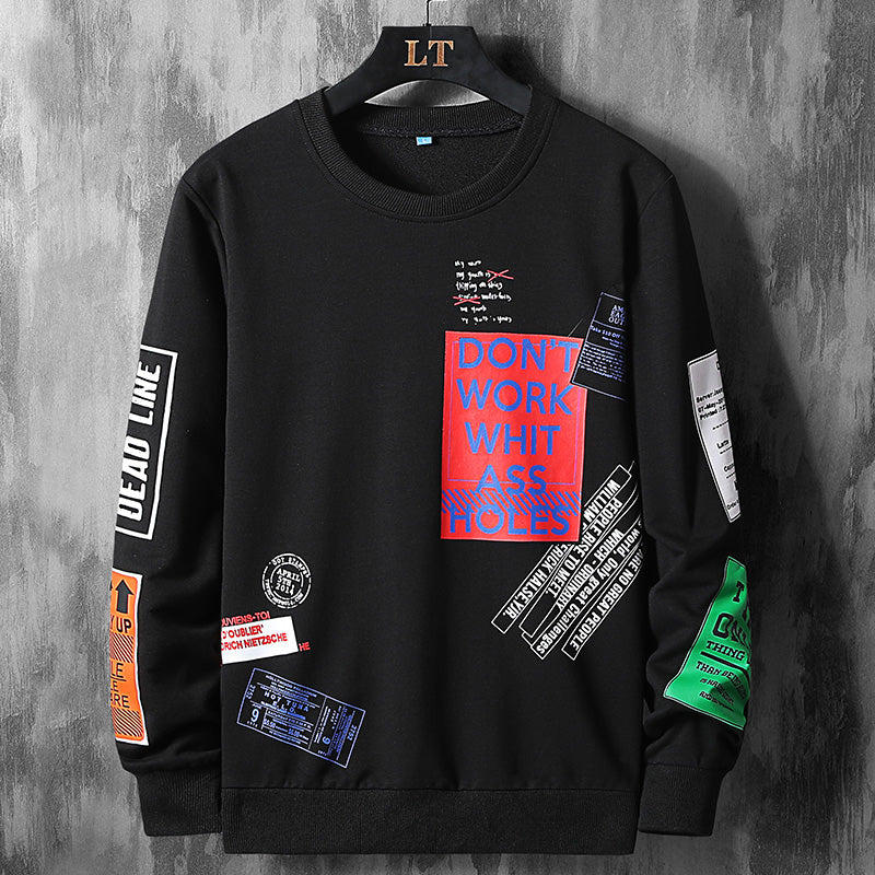 Men's Long-Sleeved Travel Sweatshirt with Cartoon Print | Streetwear