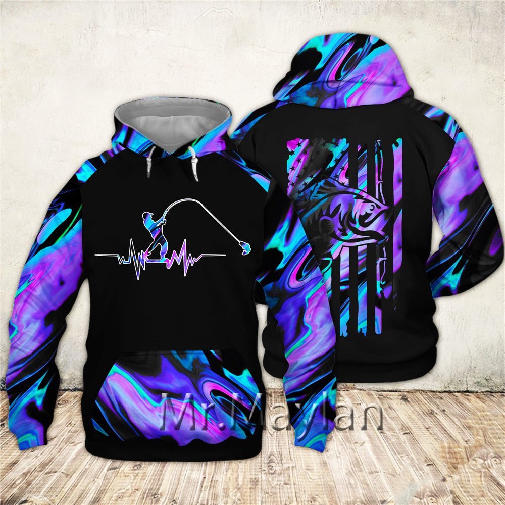 3D Printed Love Fishing Zip Hoodie for Men/Women | Streetwear