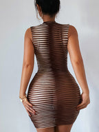 Women's Sexy Slim O-Neck Sleeveless Bodycon Dress