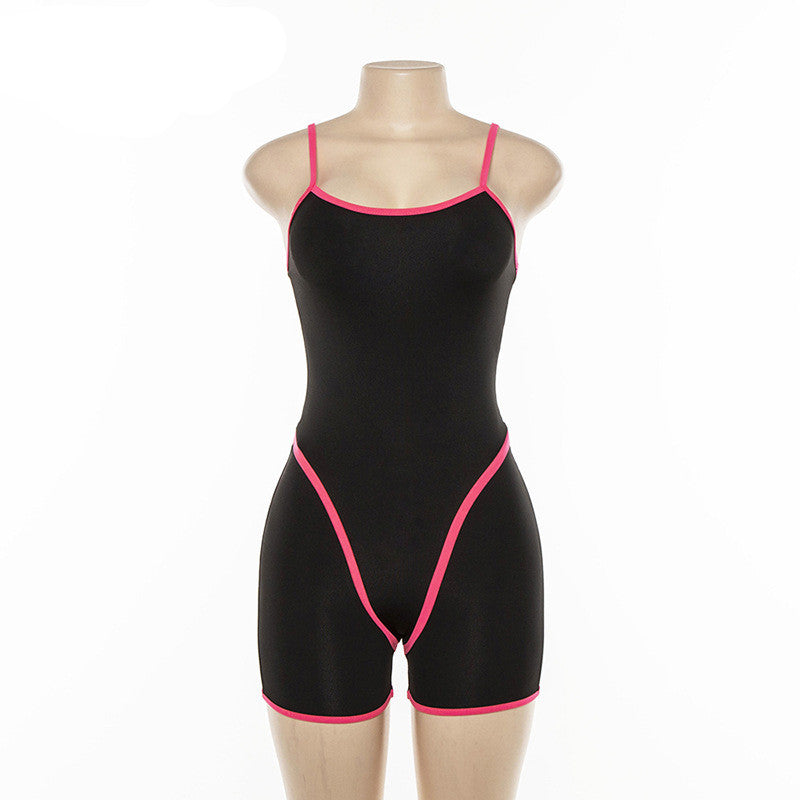 Women's Yoga Bodysuit with Open Back and Straps