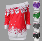 One-Shoulder Long-Sleeve Christmas Women's Sweater