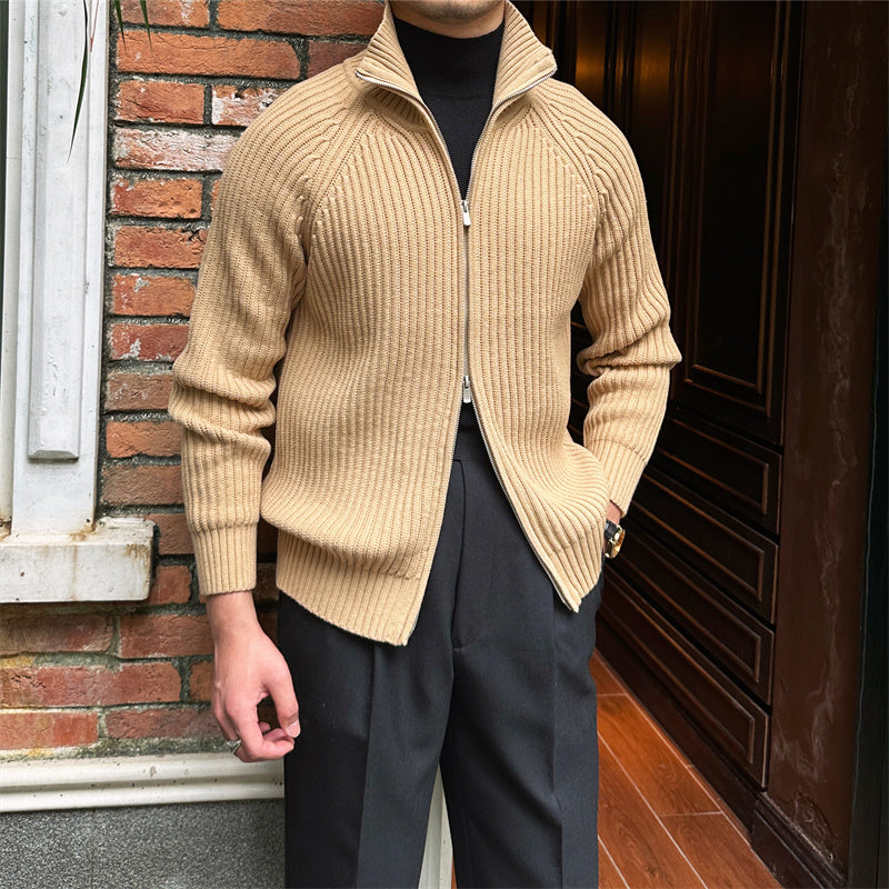 Men's Retro Slim Fit Stand-up Collar Cardigan