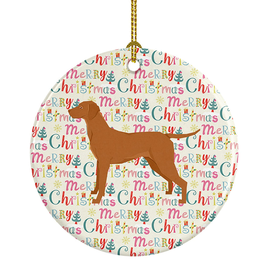 Vizsla Merry Christmas Ceramic Ornament