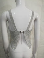 Backless Metallic Chain Rhinestone Camisole Top YX625