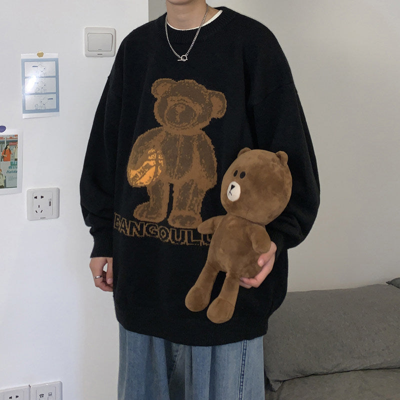 Cute Bear Jacquard Sweater for Couples - Cozy Style