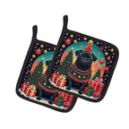 Black Pug Christmas Pair of Pot Holders