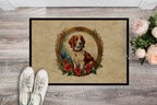 Brittany Spaniel Christmas Flowers Doormat