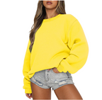 Ladies Casual Sweater - Solid Color Long Sleeve Round Neck