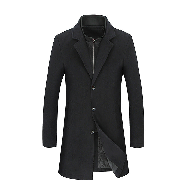 Men's British Style Woolen Two-Piece Coat