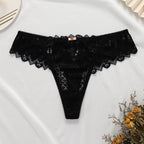 Fashionable Women's Lace Thong with Breathable Design