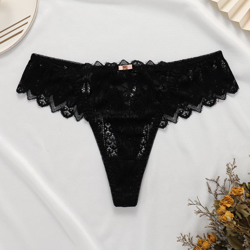 Fashionable Women's Lace Thong with Breathable Design