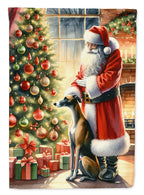 Greyhound and Santa Claus Garden Flag