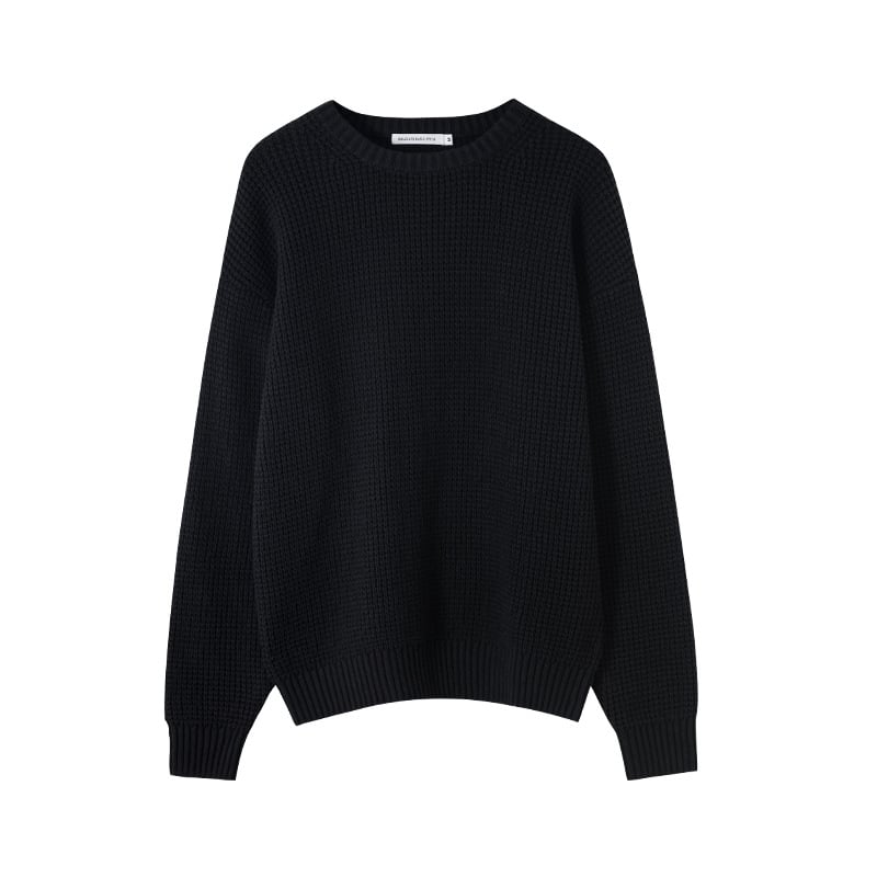 Black Knitted Interlock Pullover Coat Top | Streetwear