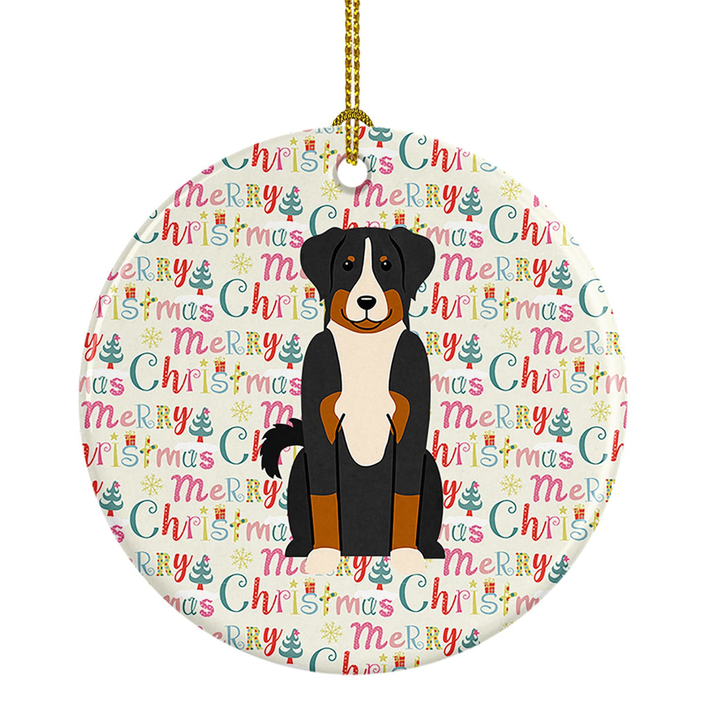 Merry Christmas Appenzeller Sennenhund Ceramic Ornament