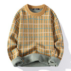 Men's Casual High-Grade Plaid Knit Wool Sweater