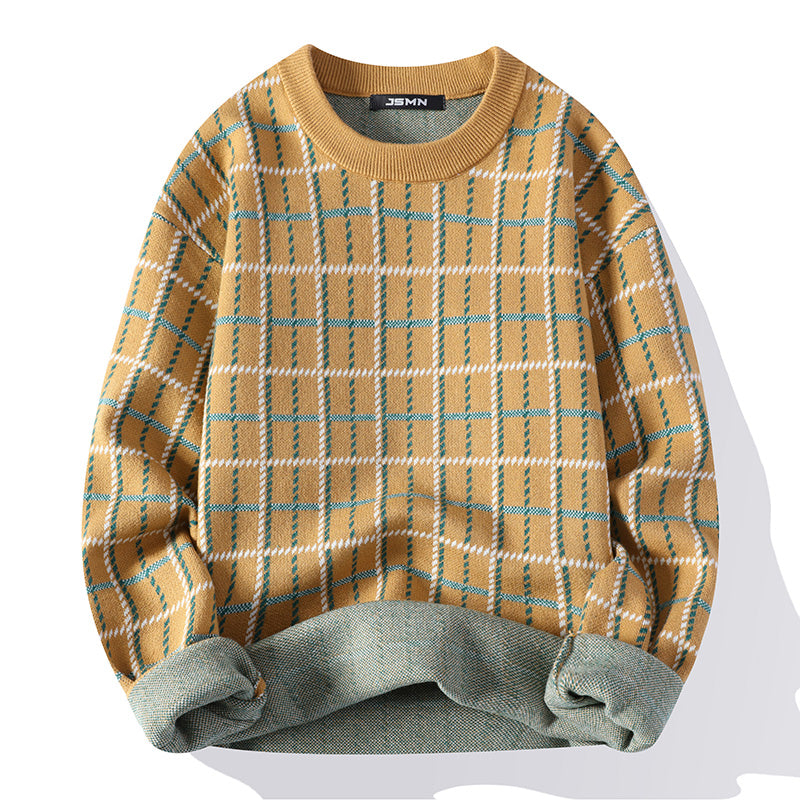 Men's Casual High-Grade Plaid Knit Wool Sweater