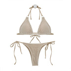 Women's White Split Bikini Set