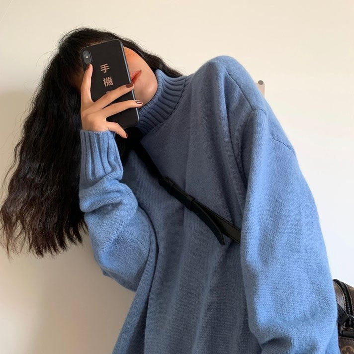 Men's Winter Loose Turtleneck Sweater in Harbor Style