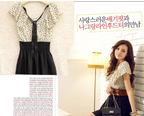 Polka Dot Chiffon Dress - Faux Two-Piece Design