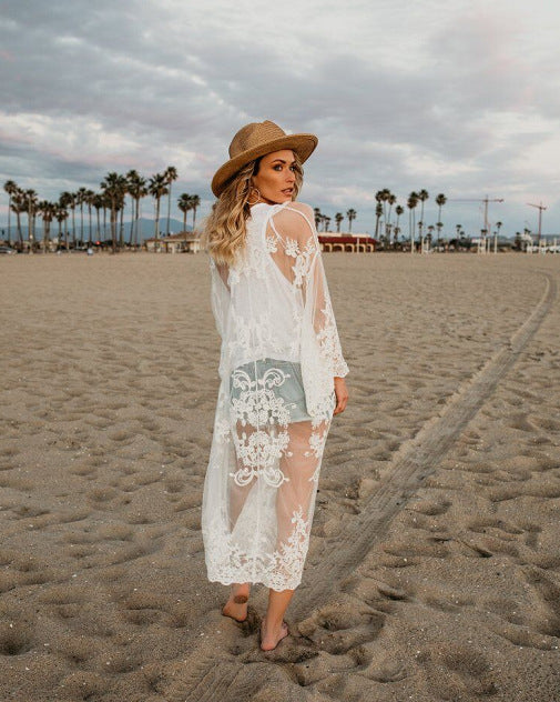 Mesh Beach Vacation Cover-Up Blouse