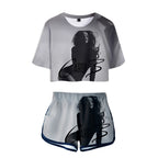 Cardi B Trendy 3D Crop Top and Shorts Set