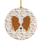 Papillon Merry Christmas Ceramic Ornament