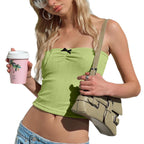 Women's Aesthetic Knitted Strapless Ruffle Corset Top