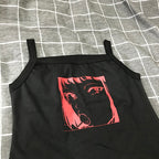 Harajuku Anime Print Sleeveless Crop Top for Students